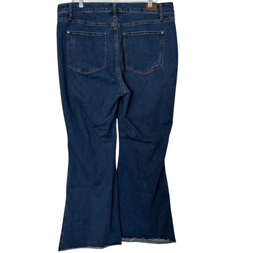 Judy Blue Mid Wash Flare Raw Hem Stretch Jeans Womens Plus 18W JB88611 - Picture 2 of 5